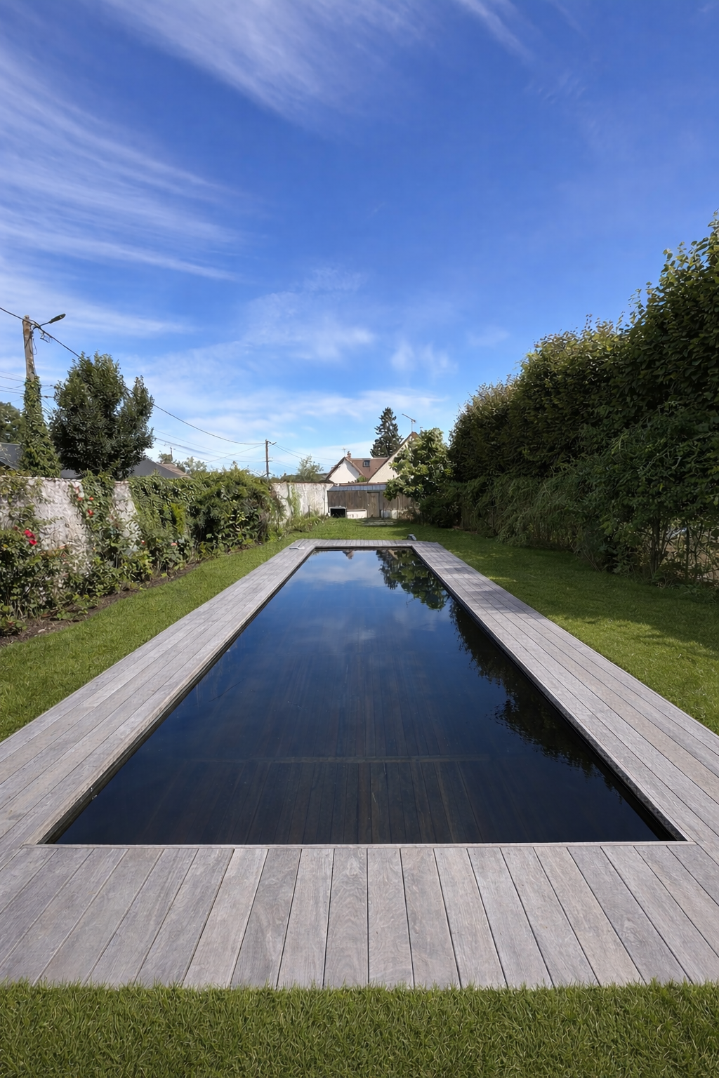 Piscine naturelle bois grisé — Prieuré Saint-Bû